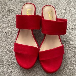 red heel sandals